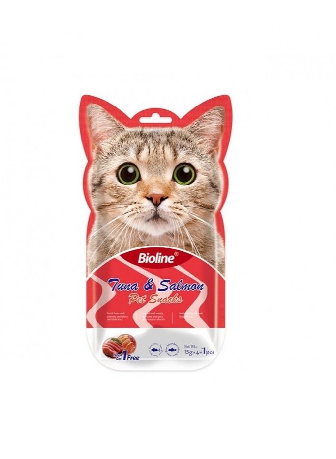 Bioline Tune And Salmon Cat Treats 5X15G - Image 1