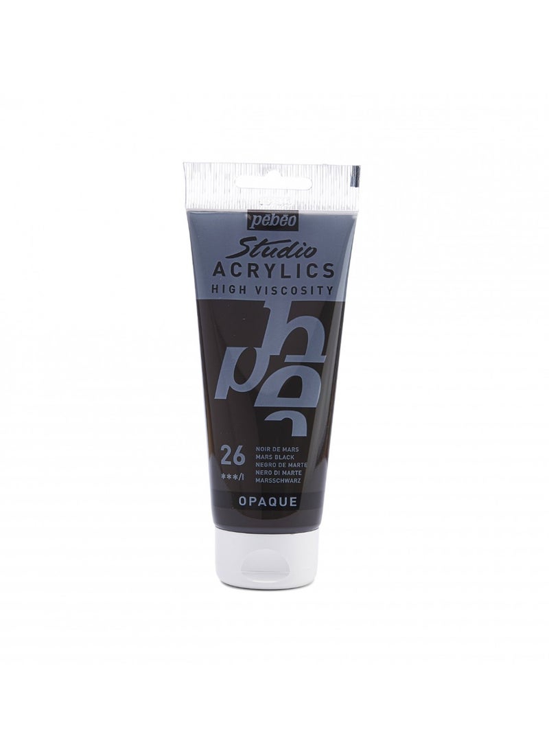Pebeo Studio Acrylics Acrylic Paint Tube 100ml Content Mars Black - Image 1