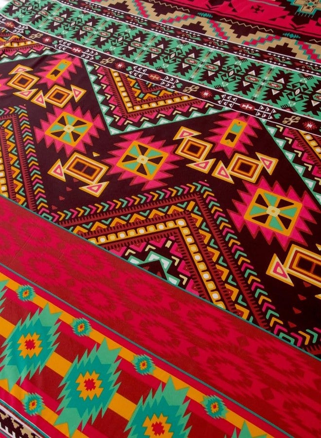 NATURETY Bohemian Style Bedding Fitted Sheet with Deep Pocket,Red Colorful Boho Pattern Printed Fabric Bed Sheets (Multicolor, Queen) - Image 4