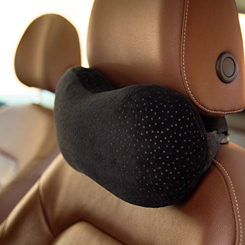 Flexicomfort Flexicomfort Car Neck Pillow for Driving  Memory Foam Headrest Pillow with EasytoCarry Portable Bag  Compact Multi Purpose Travel Pillow  Machine Washable Soft Plush Cover  Extension Strap