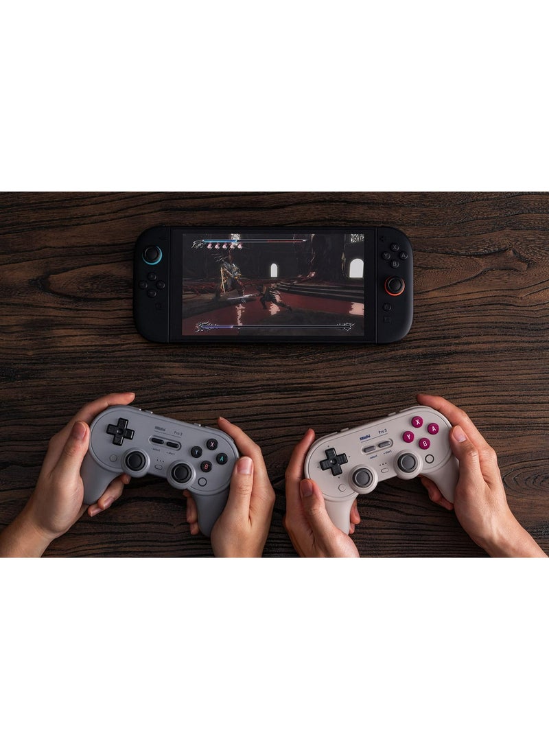 8BitDo Pro 3 Bluetooth Controller for Switch/Switch 2 – TMR Joysticks, Swappable ABXY Buttons, Pro Back Buttons, Charging Dock, Hall Effect Triggers, for Windows, Apple, SteamOS, Android - Gray - Image 5
