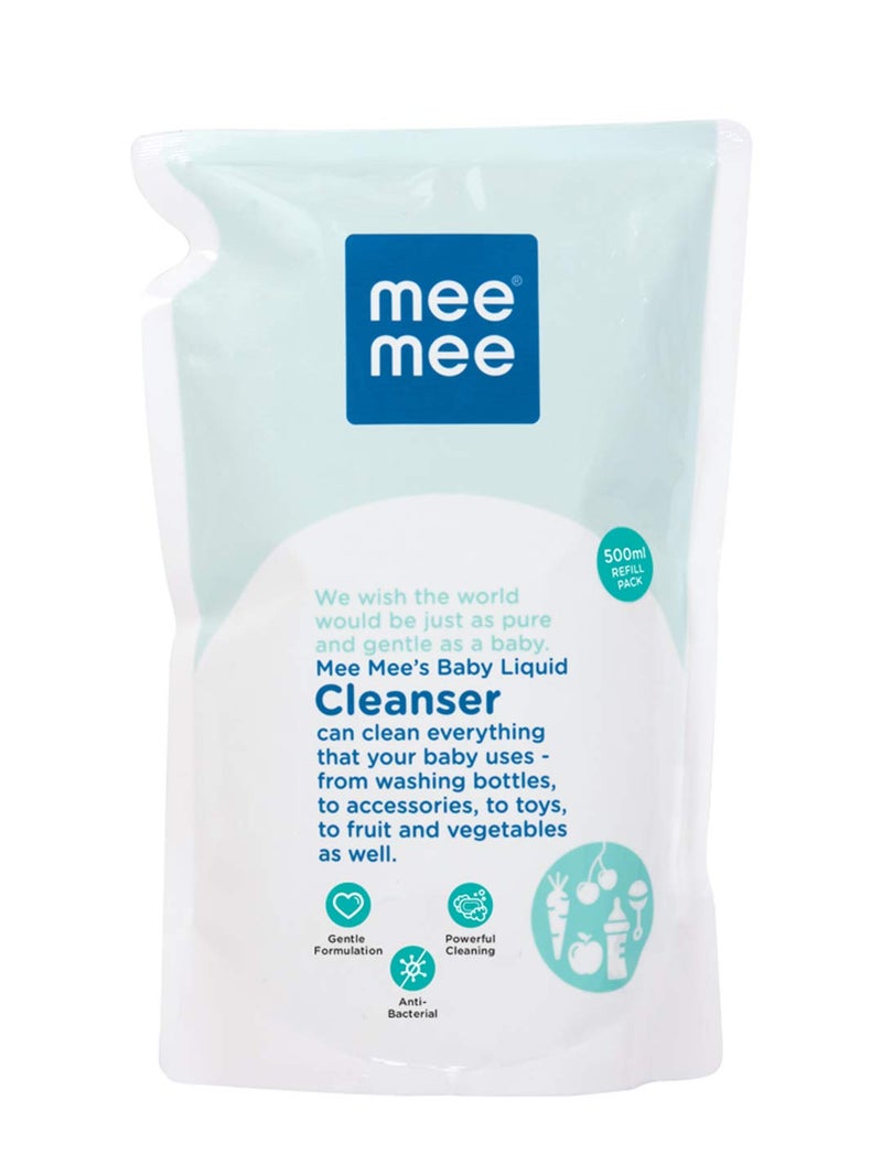 mee mee منظف سائل مي مي 500 مل | تركيبة مضادة للبكتيريا تقتل 99.9% من الجراثيم | للب bottles، الحلمات، الملحقات، الألعاب، الفواكه والخضروات | خالي من الكحول، تنظيف بقطرة واحدة، مختبر جلدياً - Image 3