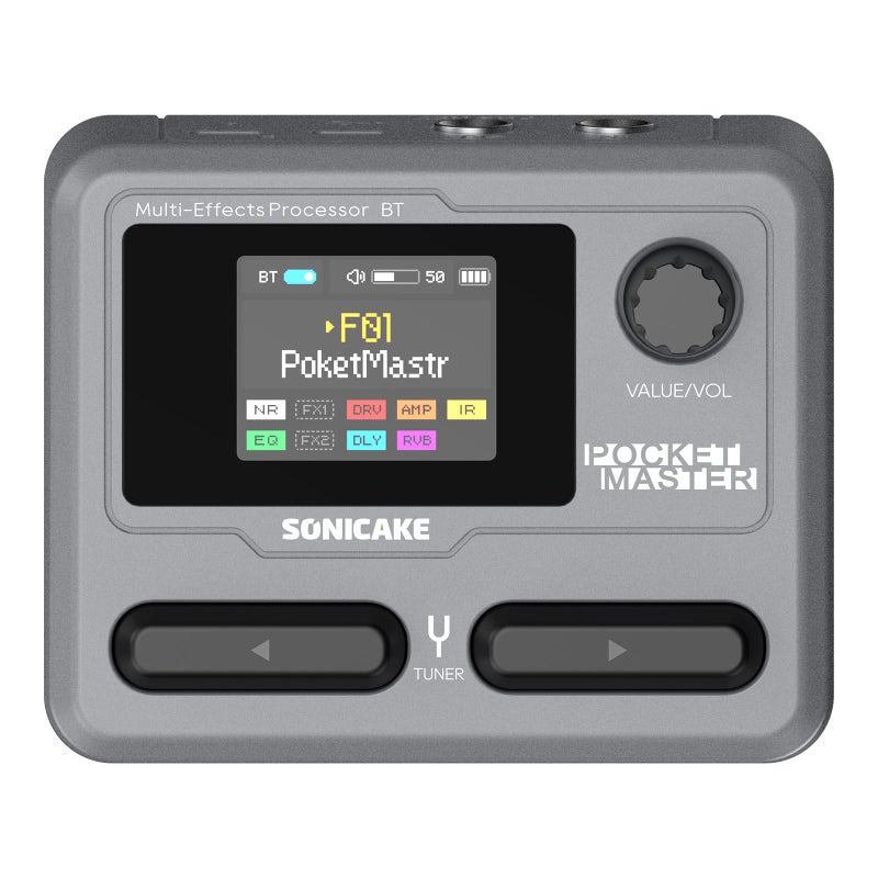 SONICAKE Pocket MasterMulti Effects Guitar Pedal with 9 Effects Modules 100 Drum Rhythms and Looper 100 Presets 20 AmpCab Electric Guitar Effects Processor OTG USB Audio Interface BT Grey - Image 2