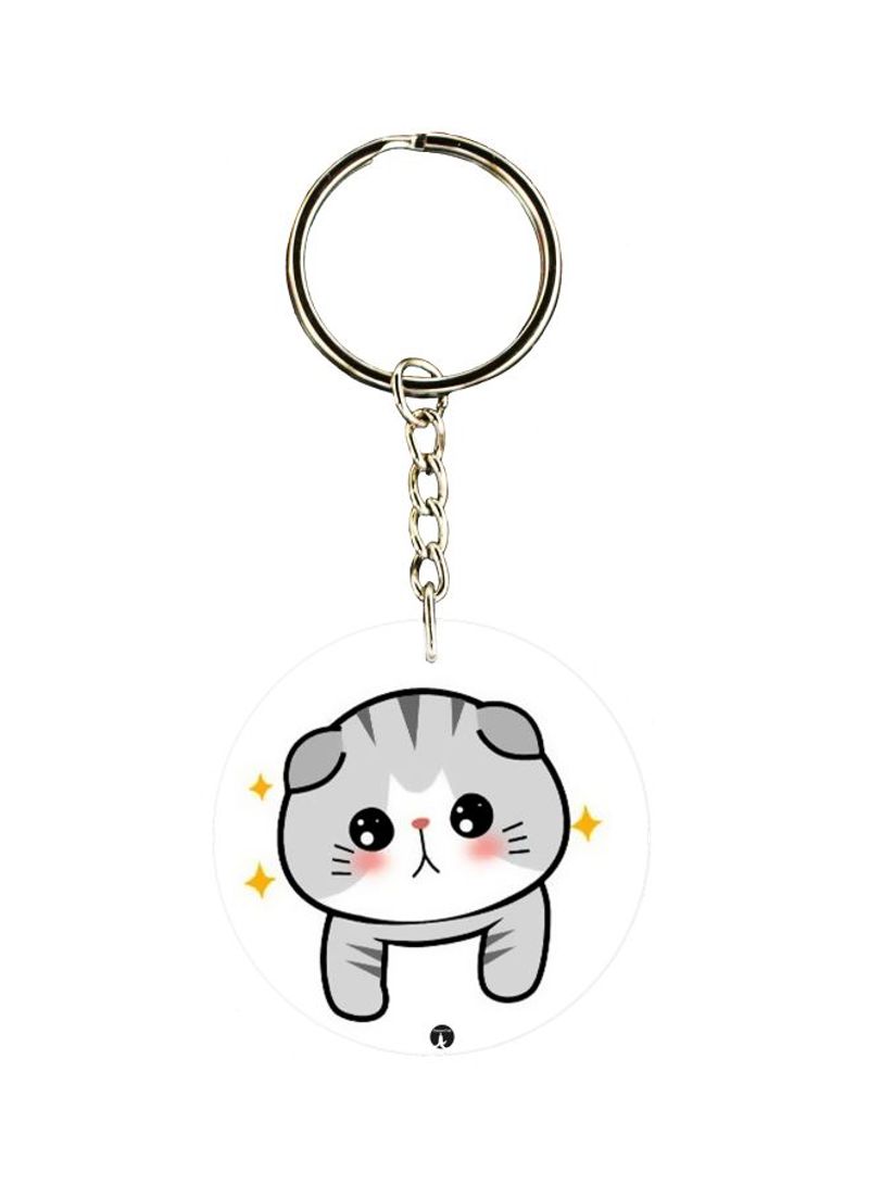 RKN Cat Printed Dual Sided Keychain