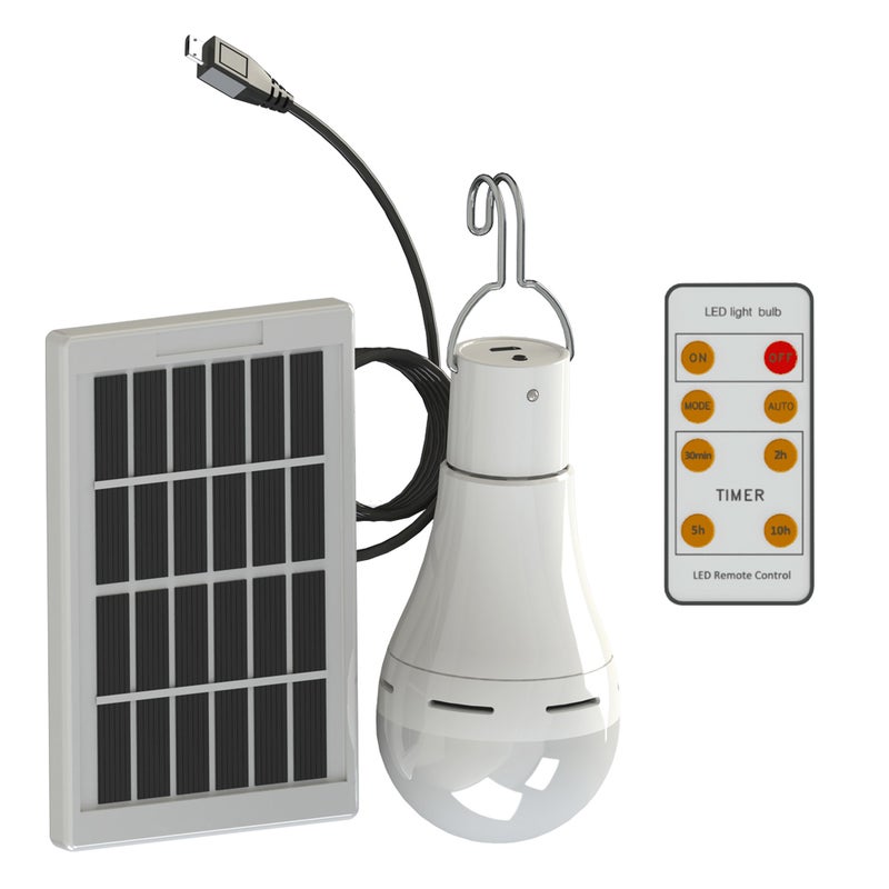9W / 7W Portable LED Solar Powered Camping Light Bulb Remote Controlled Waterproof Outdoor Hanging Tent Lantern USB Solar Panel Charging Light for Camping Hiking Mountaineering - Image 1