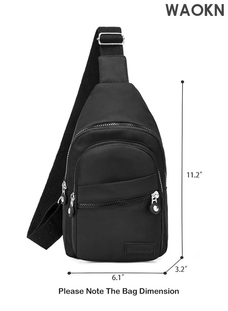 WAOKN Small messenger bag for men and women, messenger backpack, chest bag, messenger bag, suitable for travel sports running hiking, suitable for outdoor hiking travel - Image 2