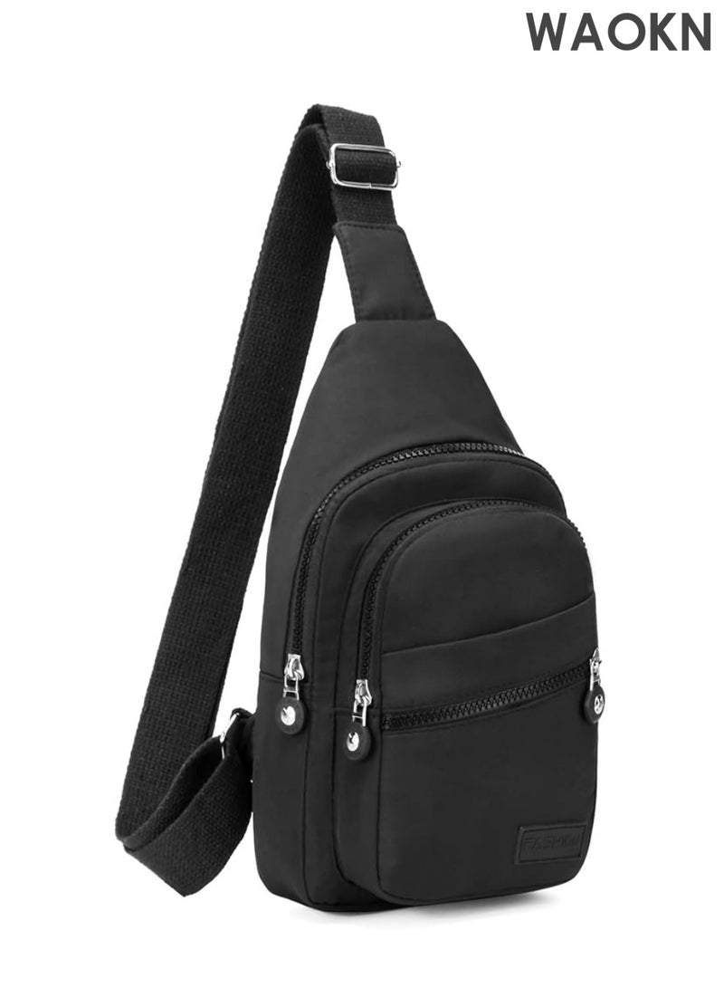 WAOKN Small messenger bag for men and women, messenger backpack, chest bag, messenger bag, suitable for travel sports running hiking, suitable for outdoor hiking travel - Image 1