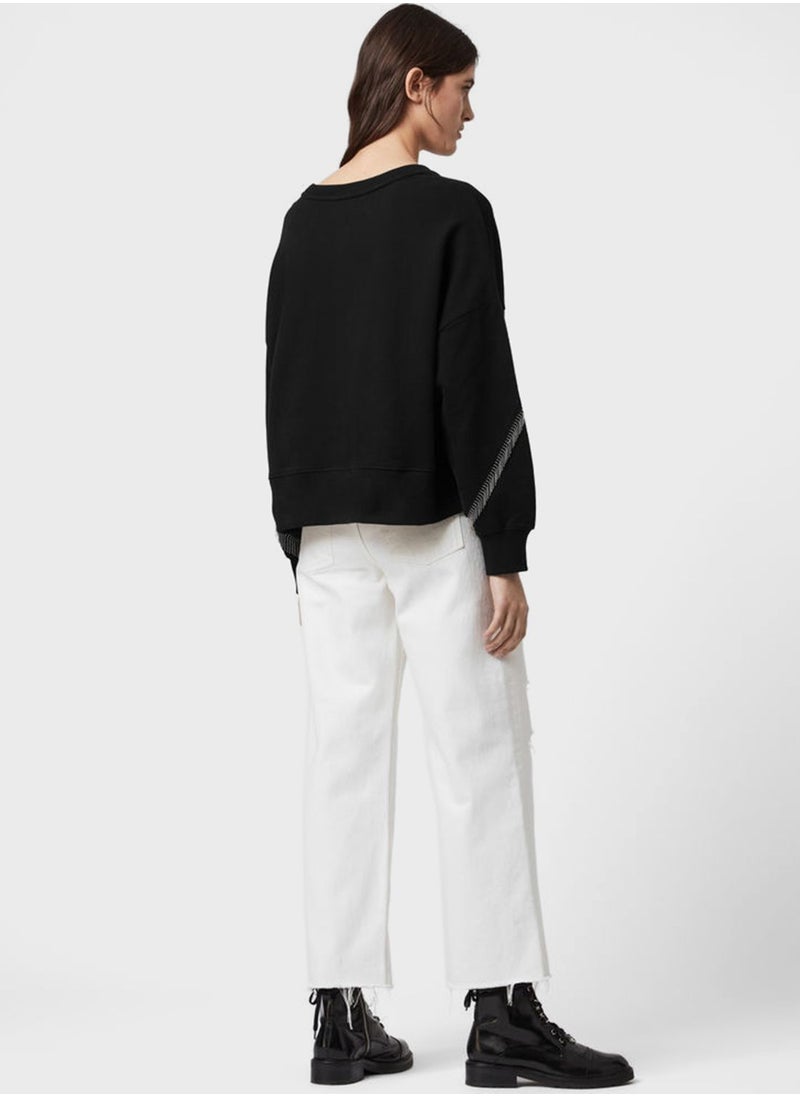 all saints - Uda Contrast Detail Sweatshirt - Image 1