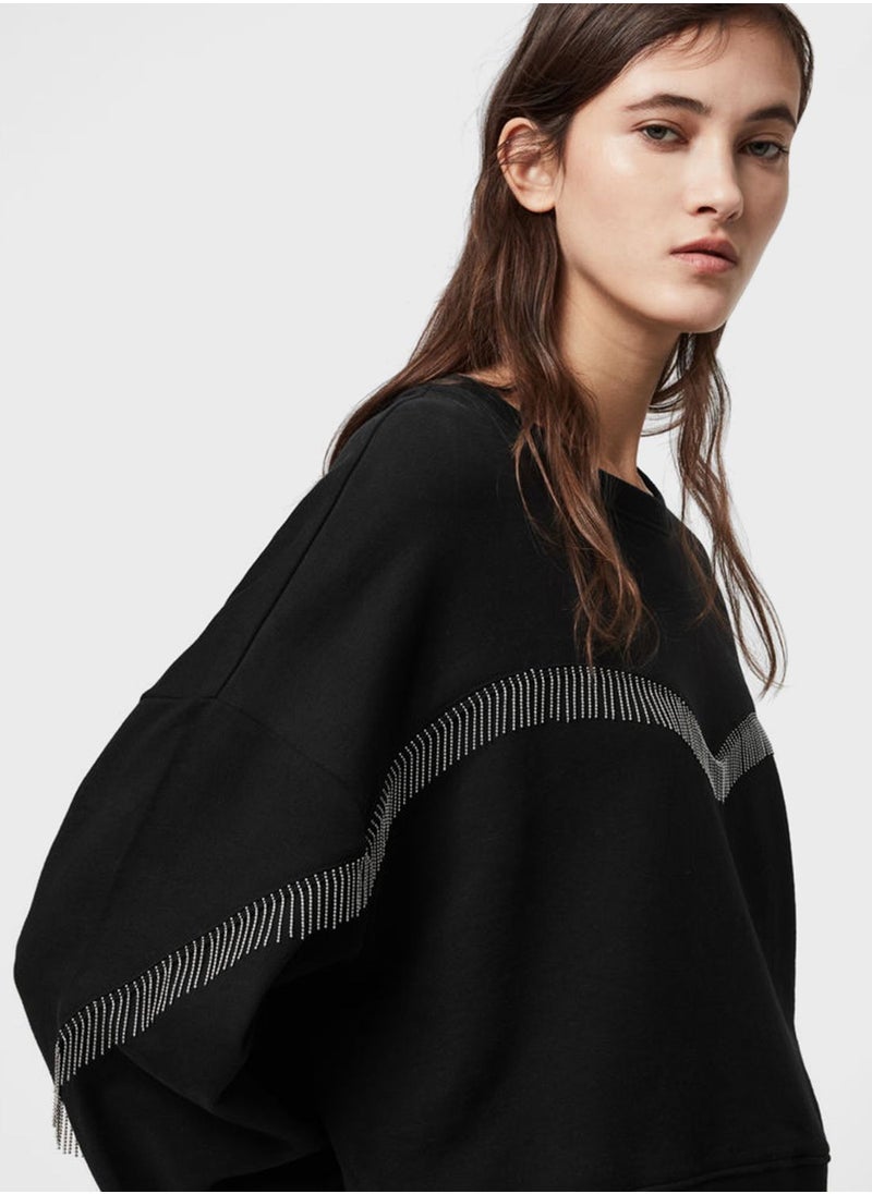 all saints - Uda Contrast Detail Sweatshirt - Image 1