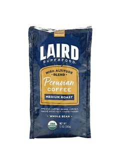 Laird Superfood Laird Superfood, Peruvian Coffee, Whole Bean, Medium Roast, 12 oz (340 g)  - Image 1