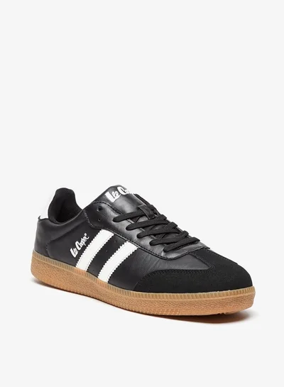 لي كوبر Men's Textured Low Ankle Sneakers with Lace-Up Closure
