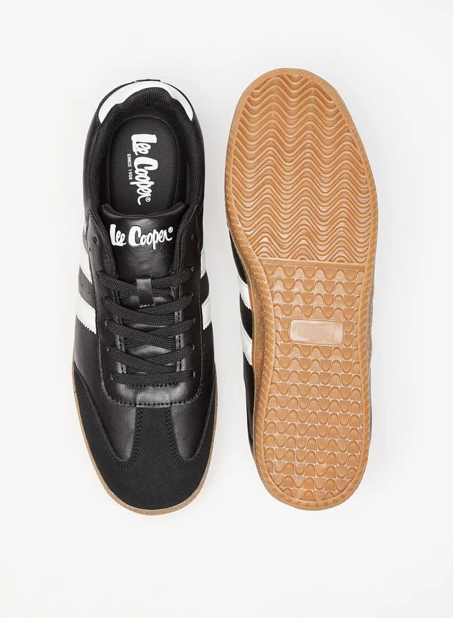 Lee Cooper Men's Textured Low Ankle Sneakers with Lace-Up Closure