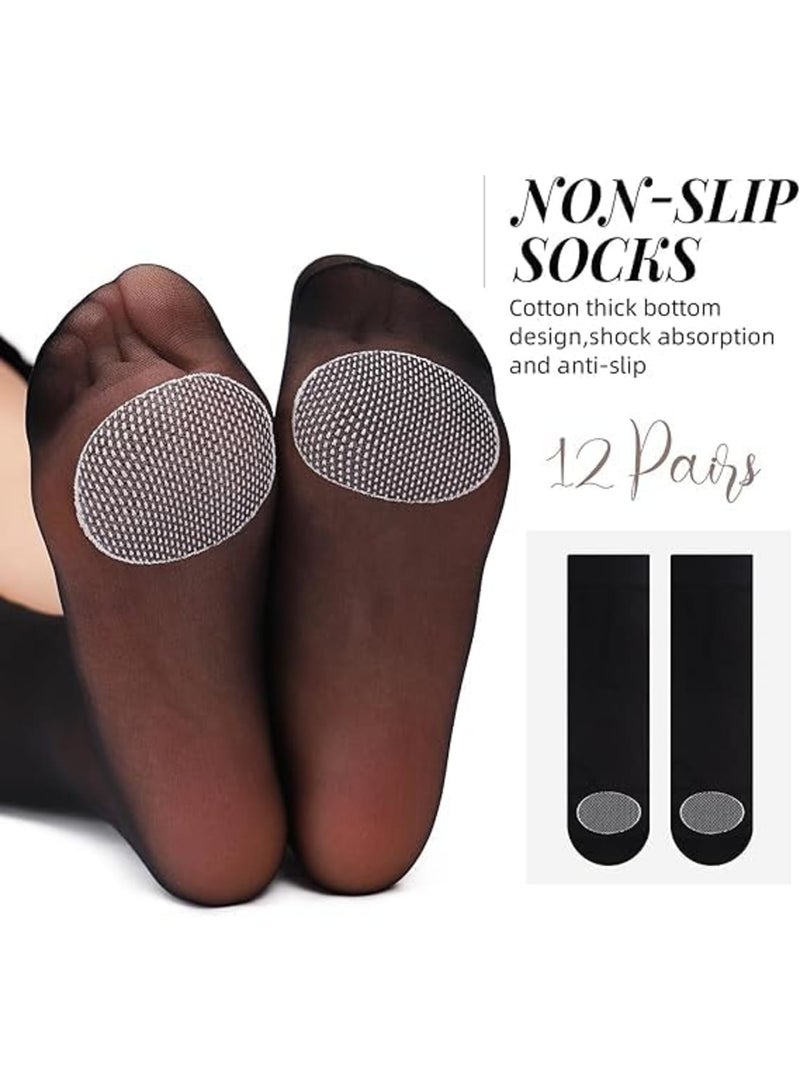 SYOSI Nylon Socks for Women, Sheer Ankle Hosiery, Reinforced Toe for Durability, Comfortable and Breathable for Daily Wear, 6 Pairs Black + 6 Pairs Nude, Ideal for Work, Casual, and Formal Occasions - Image 4
