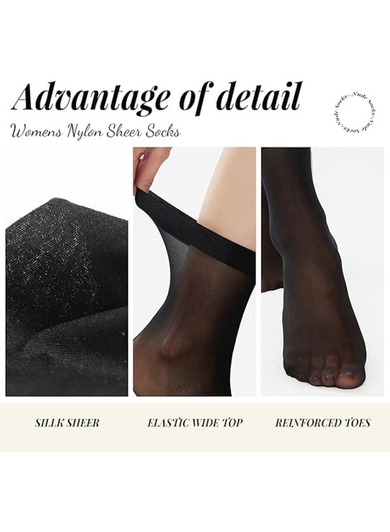 SYOSI Nylon Socks for Women, Sheer Ankle Hosiery, Reinforced Toe for Durability, Comfortable and Breathable for Daily Wear, 6 Pairs Black + 6 Pairs Nude, Ideal for Work, Casual, and Formal Occasions - Image 3