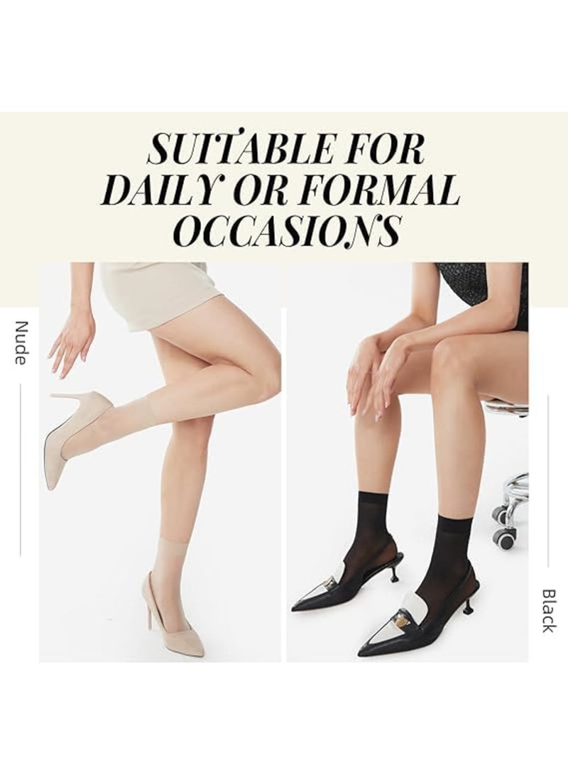 SYOSI Nylon Socks for Women, Sheer Ankle Hosiery, Reinforced Toe for Durability, Comfortable and Breathable for Daily Wear, 6 Pairs Black + 6 Pairs Nude, Ideal for Work, Casual, and Formal Occasions - Image 5