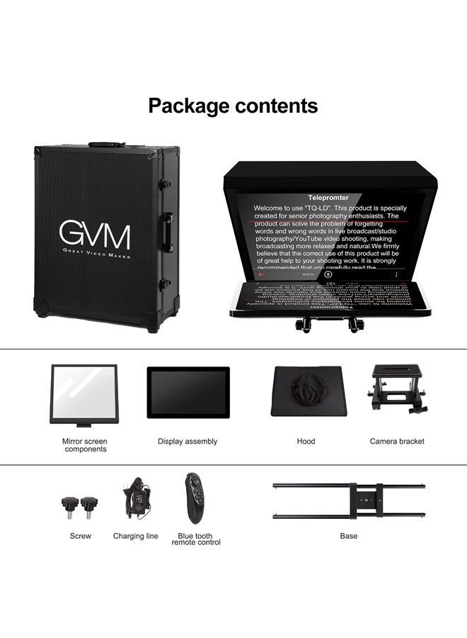 GVM Great Video Maker GVM Teleprompter Kit for Digital Cameras/camcorders Portable 18.5'' Teleprompter Kit with Remote Control & App,with 18.5" Android All-in-One Monitor and Carry Case - Image 3