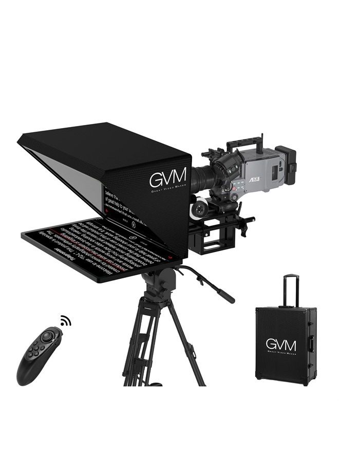 GVM Great Video Maker GVM Teleprompter Kit for Digital Cameras/camcorders Portable 18.5'' Teleprompter Kit with Remote Control & App,with 18.5" Android All-in-One Monitor and Carry Case - Image 1
