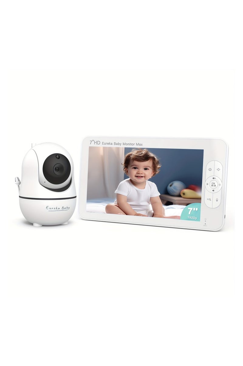 Eureka Baby 7.0" Baby Monitor with Camera and Night Vision, 4000mAh Battery, 1920P HD, 355° PTZ, Temp Alert, Motion& Cry Detection, 2-Way Audio, VOX Mode, No Wifi with 1000ft Range, Lullabies - Image 1