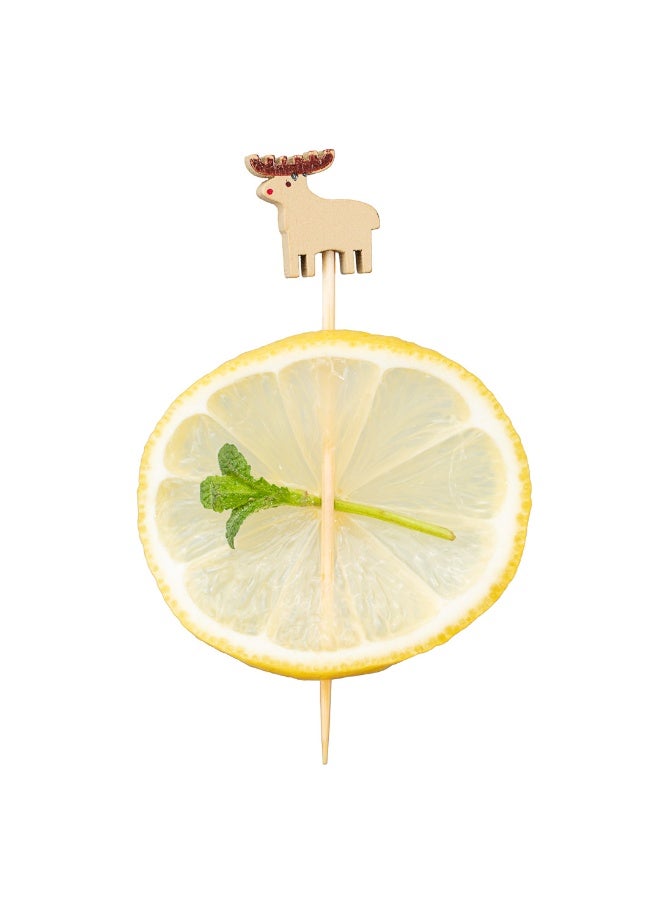 Restaurantware 3.5 Inch Food Picks, 1000 Sturdy Decorative Picks - Reindeer Design, Sharp Point, Natural Bamboo Mini Skewers, Disposable, Rudolph Picks For Appetizers, Desserts or Cocktails  - Image 2