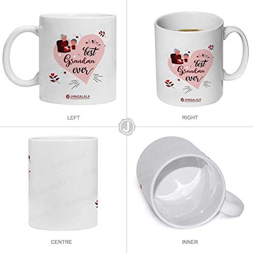Jhingalala Jhingalala Gift for Grandmother Best Grandma Ever Printed Cushion Filler Mug Key Chain Greeting Card Combo Gifts for Grandmother Grandma on Birthday Grandparents Day - Image 4