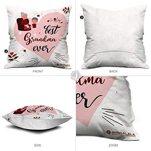 Jhingalala Jhingalala Gift for Grandmother Best Grandma Ever Printed Cushion Filler Mug Key Chain Greeting Card Combo Gifts for Grandmother Grandma on Birthday Grandparents Day - Image 3