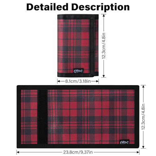 FORYEE Men’s Nylon Trifold RFID Wallet with ID Window, Slim Security Wallet for Card Cash Holder, Modern Fashion Stylish Wallet Gifts for Teen Boys and Men, One Size -Block Red - Image 2
