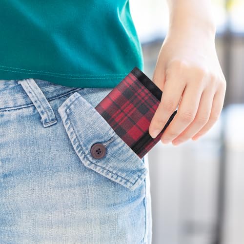 FORYEE Men’s Nylon Trifold RFID Wallet with ID Window, Slim Security Wallet for Card Cash Holder, Modern Fashion Stylish Wallet Gifts for Teen Boys and Men, One Size -Block Red - Image 4