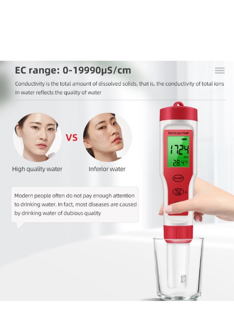 TDS METER TDS PH Meter PH/TDS/EC/Temperature Meter Digital Water Quality Monitor Tester  - Image 4