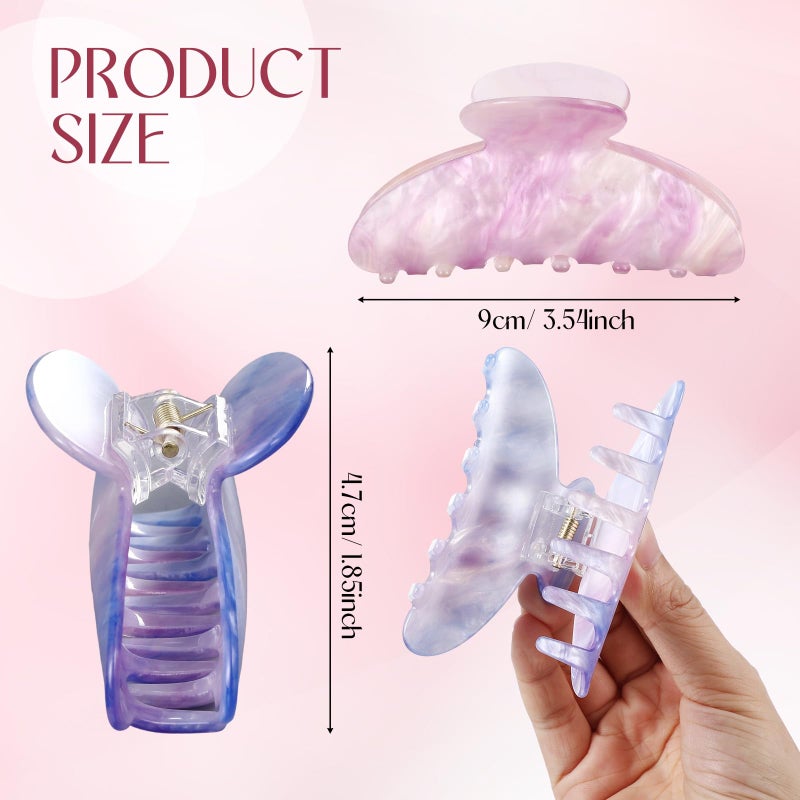 Yuxung 8 Pcs Large Acrylic Hair Claw Clips for Women Non-slip Strong Hold Jaw Clamps for Thick Thin Hair (Marble,Elegant Colors) - Image 2