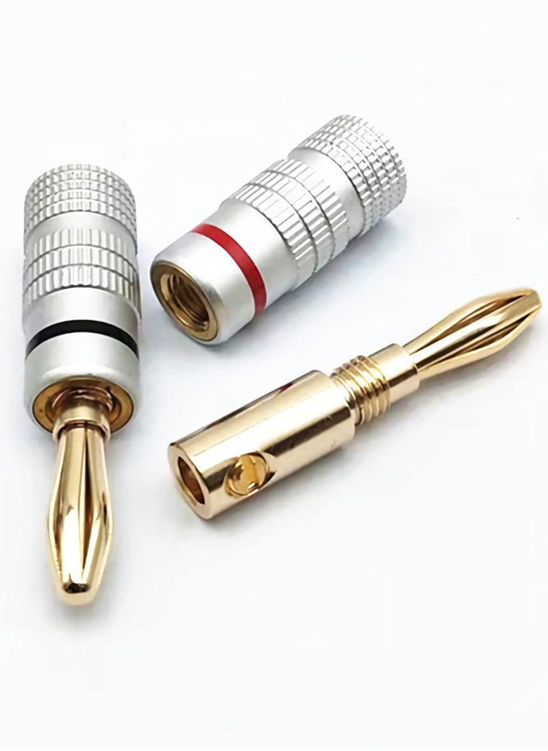 Banana Plugs 6 Pairs / 12 PCS Screw 24K Gold-Plated Banana Speaker Plug Connectors for Speaker Cables, Wall Plates, Home Theaters, Audio/Video Receivers, Amplifiers and Sound Systems