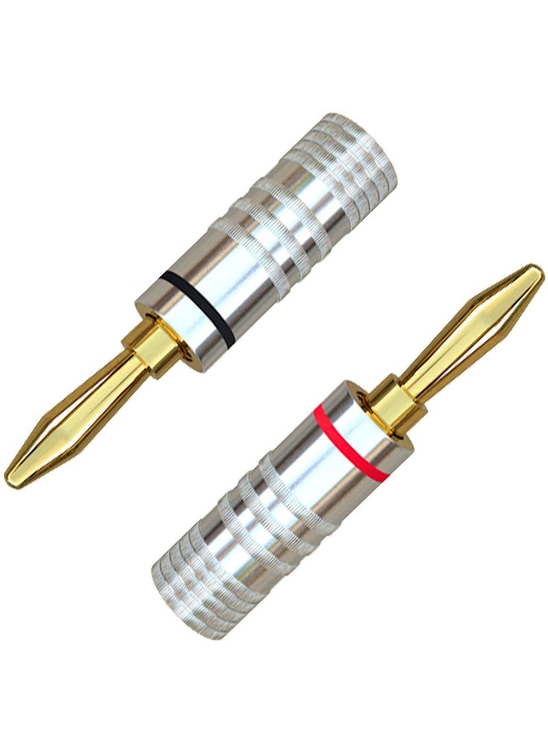 Banana Plugs 6 Pairs / 12 PCS Screw 24K Gold-Plated Banana Speaker Plug Connectors for Speaker Cables, Wall Plates, Home Theaters, Audio/Video Receivers, Amplifiers and Sound Systems