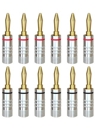 Banana Plugs 6 Pairs / 12 PCS Screw 24K Gold-Plated Banana Speaker Plug Connectors for Speaker Cables, Wall Plates, Home Theaters, Audio/Video Receivers, Amplifiers and Sound Systems - pzsku/ZA884DAF9A47DC9DFC706Z/45/_/1660553925/b07a700f-a0d0-458e-9233-8e3abb4544cf
