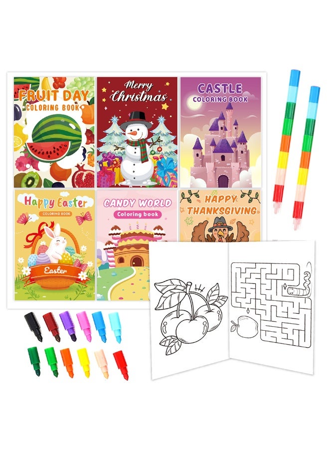 كابسترو طقم كتب تلوين للأطفال – 14 موضوعًا إبداعيًا مع 6 أقلام تلوين | مجموعة كتب فنون وأنشطة تعليمية للأطفال من عمر 3 إلى 10 سنوات | طقم تلوين ورسم يدوي للتعلّم المبكر والإبداع - Image 2
