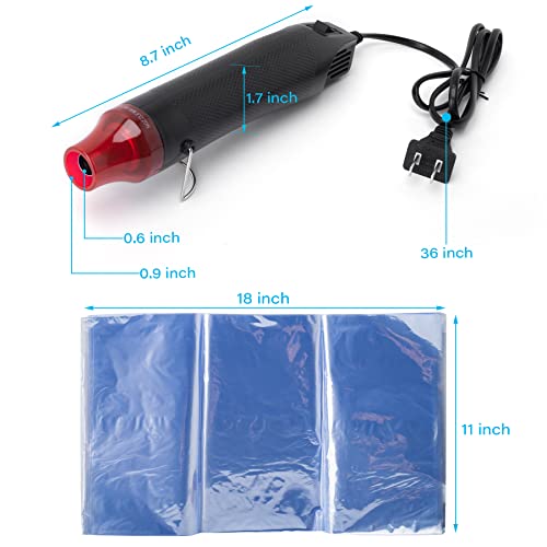 YOLOPARK Shrink Wrap Bags Kit with 18x 11 Inches Shoe Heat Shrink Wrap Bags x 50 Pcs, Mini Heat Gun x 1 for Shoe Books Storage Avoid Sole Yellowing and Keep Dust Away - Image 2