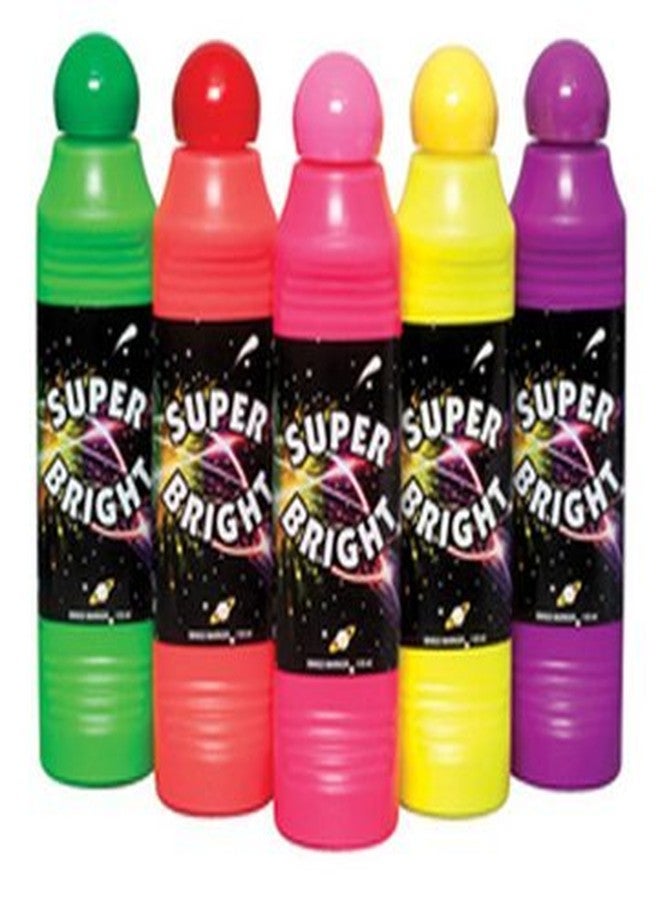 Dab-O-Ink Super Bright 5-Piece Neon Bingo Marker Set - Chisel Tip, Clear Bottle with Fluorescent Ink