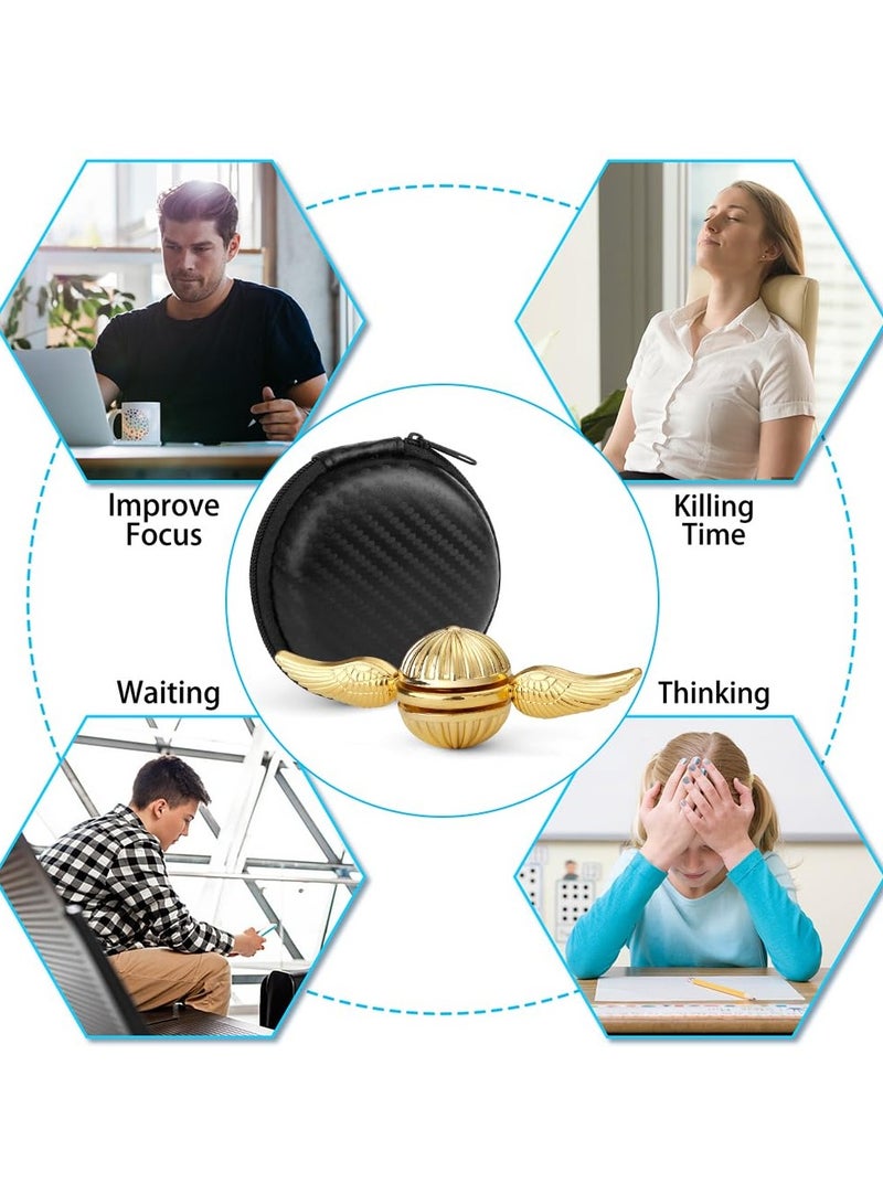 Bebiland Golden Fidget Spinner, Metal Fingertip Gyro, Fidget Ball Toy for Fans of Magical World, Finger Hand Spinner Birthday Gift for Kid Adult, Small Desk Sensory Stress Relief Toy (Gold)  - Image 5