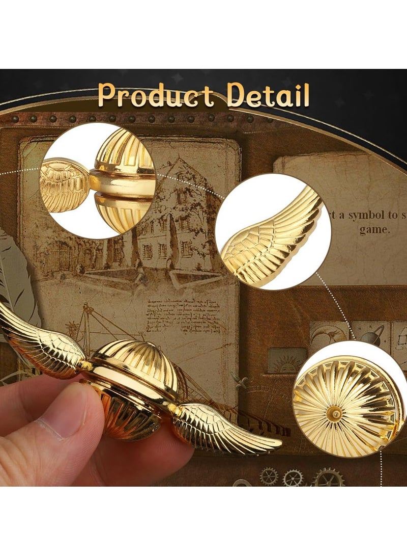 Bebiland Golden Fidget Spinner, Metal Fingertip Gyro, Fidget Ball Toy for Fans of Magical World, Finger Hand Spinner Birthday Gift for Kid Adult, Small Desk Sensory Stress Relief Toy (Gold)  - Image 3