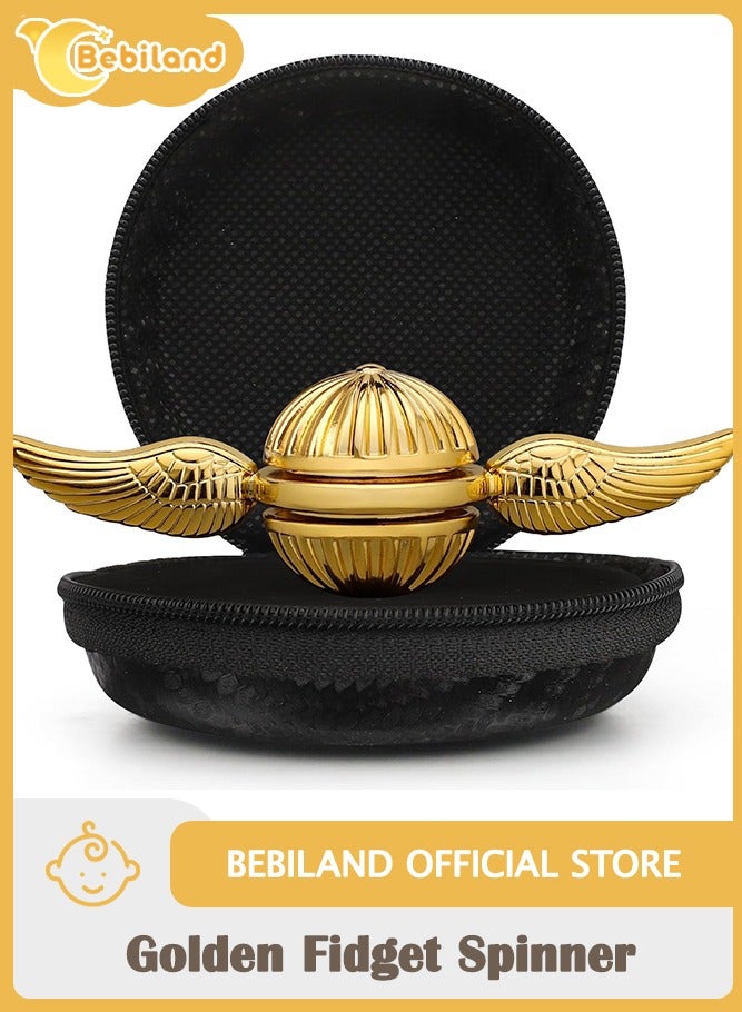 Bebiland Golden Fidget Spinner, Metal Fingertip Gyro, Fidget Ball Toy for Fans of Magical World, Finger Hand Spinner Birthday Gift for Kid Adult, Small Desk Sensory Stress Relief Toy (Gold)  - Image 1