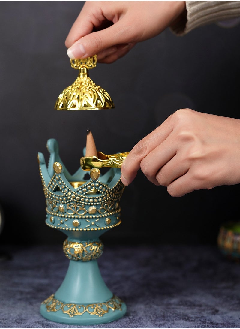 Bakhoor Burner  Frankincense Resin Incense Burner,Gold Pattern Charcoal Incense Burner With Meditation Room,Yoga,Eid Ramadan, Office Living Room ,Brown