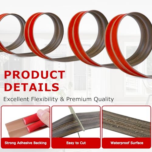 LSGCQ Flexible Wall Corner Protector Moulding Trim Peel and Stick Wall Corner Guards Edge Protector Self Adhesive Molding Trim Strip for Edge Ceiling Smoked Brown Wood Grain 24 in x 40 Ft - Image 3