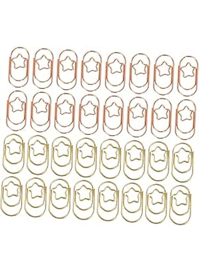 50 Pcs Star Shaped Paper Clips Gold Rose Gold For Organizing Documents Office Supplies - Image 1