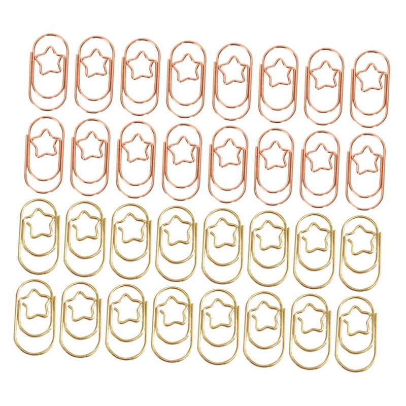 50 Pcs Star Shaped Paper Clips Gold Rose Gold For Organizing Documents Office Supplies - Image 2