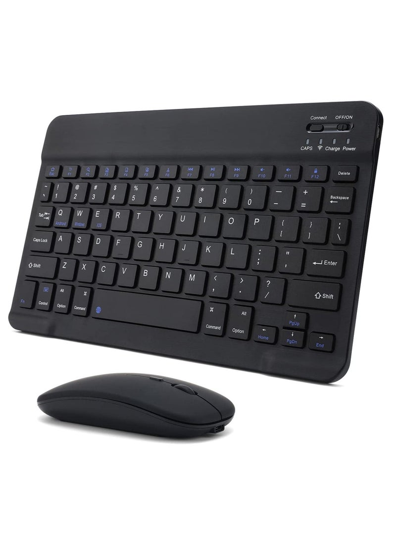 Rechargeable Bluetooth Keyboard and Mouse Combo Ultra-Slim Portable Compact Wireless Mouse Keyboard Set for Android Windows Tablet Cell Phone iPhone iPad Pro Air Mini, - Image 1