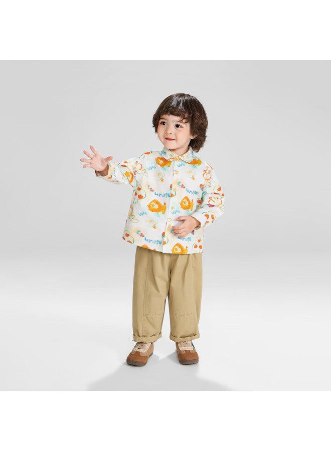 Boys' Shirt Set Children's Small Lapel Long-sleeve Shirt Autumn Floral Shirt Casual Two-piece Set - Image 4