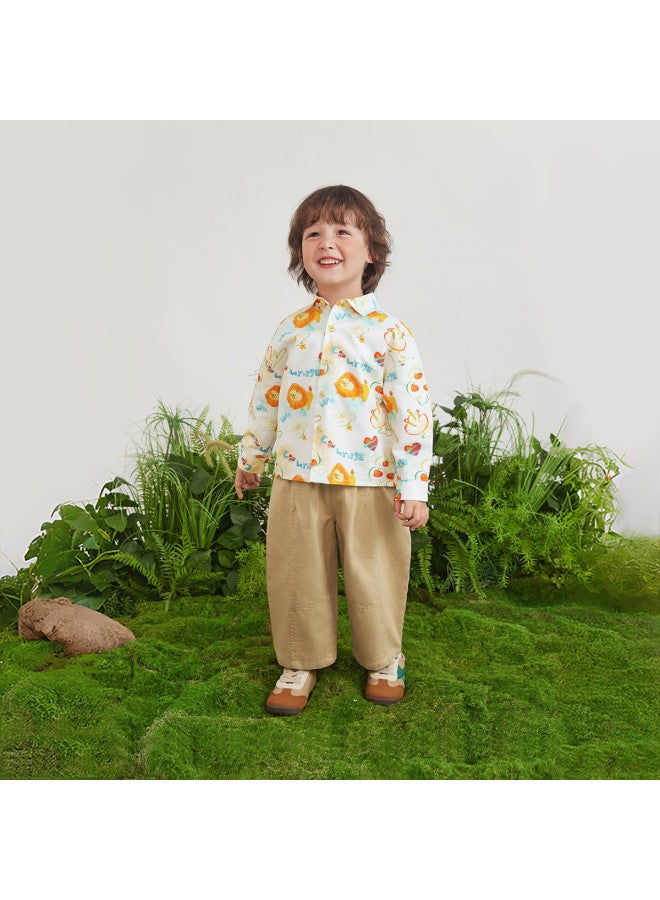 Boys' Shirt Set Children's Small Lapel Long-sleeve Shirt Autumn Floral Shirt Casual Two-piece Set - Image 3