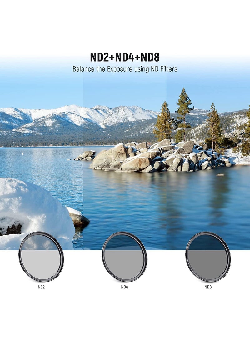 Neewer 67mm Lens Filter Kit: UV, CPL, FLD, ND2, ND4, ND8, Lens Hood and Lens Cap Compatible with Canon Nikon Sony Panasonic DSLR Cameras with 67mm Lens 67mm Lens Filter Kit - Image 2