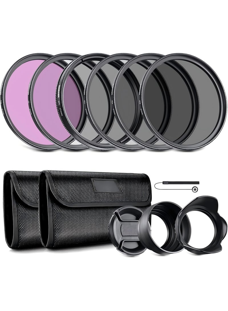 Neewer 67mm Lens Filter Kit: UV, CPL, FLD, ND2, ND4, ND8, Lens Hood and Lens Cap Compatible with Canon Nikon Sony Panasonic DSLR Cameras with 67mm Lens 67mm Lens Filter Kit - Image 1