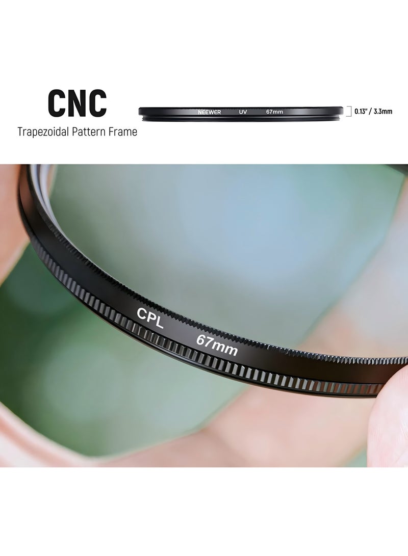 Neewer 67mm Lens Filter Kit: UV, CPL, FLD, ND2, ND4, ND8, Lens Hood and Lens Cap Compatible with Canon Nikon Sony Panasonic DSLR Cameras with 67mm Lens 67mm Lens Filter Kit - Image 5
