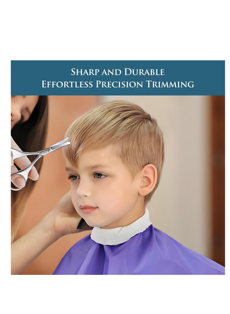 SYOSI 2Pcs Facial Hair Small Grooming Scissors For Men Women - Eyebrow, Nose Hair, Mustache, Beard, Eyelashes, Ear Trimming Kit - Curved and Rounded Safety Tip Clippers For Hair Cutting - Silver - Image 4