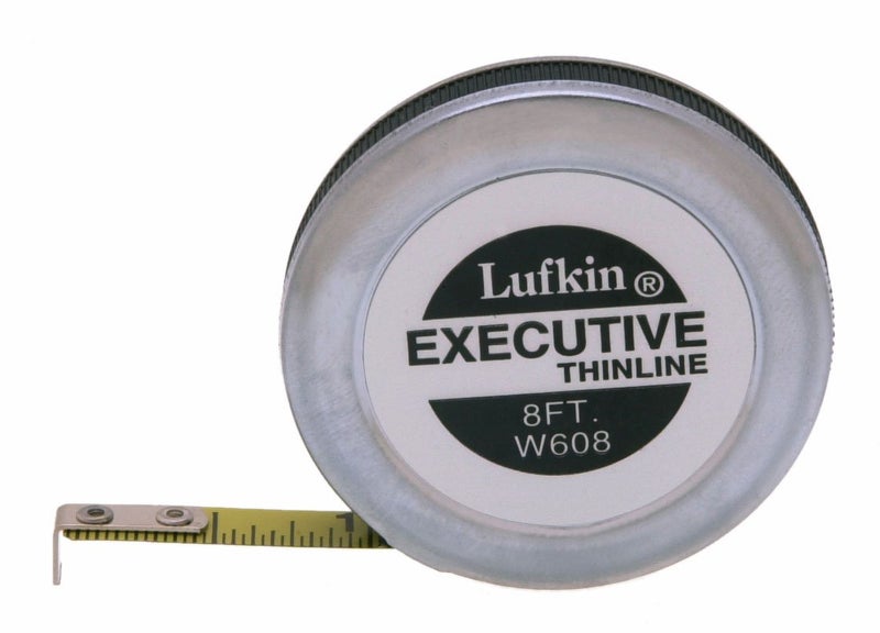 Lufkin Crescent Lufkin 1/4" x 8' Executive Thinline Yellow Clad Pocket Tape Measure - W608 - Image 2